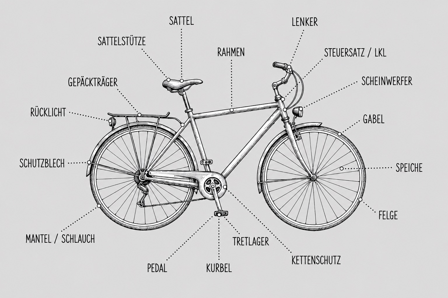 Das Fahrrad – Teilebezeichnungen